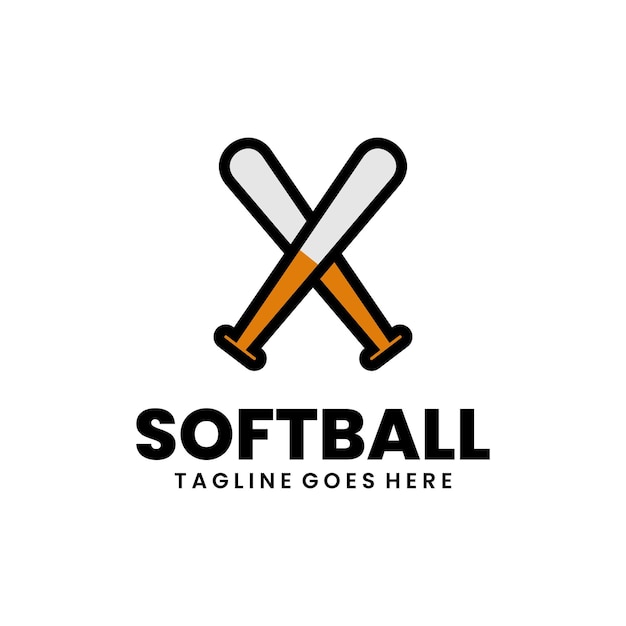 Design del logo della mascotte semplice da softball