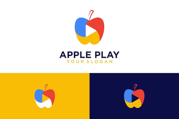 design del logo della mela con riproduzione o media