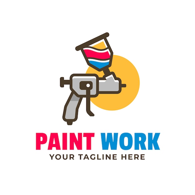 Design del logo della pistola a vernice disegnata a mano