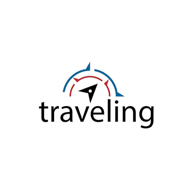 Design del logo di viaggio vettoriale in viaggio