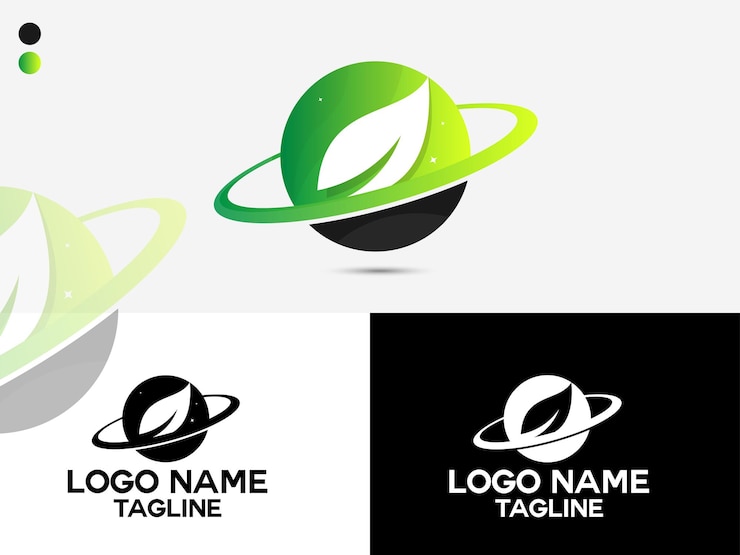 Vettore design del logo eco planet logo del pianeta pianeta foglia naturale finanza creativo unico pianeta verde