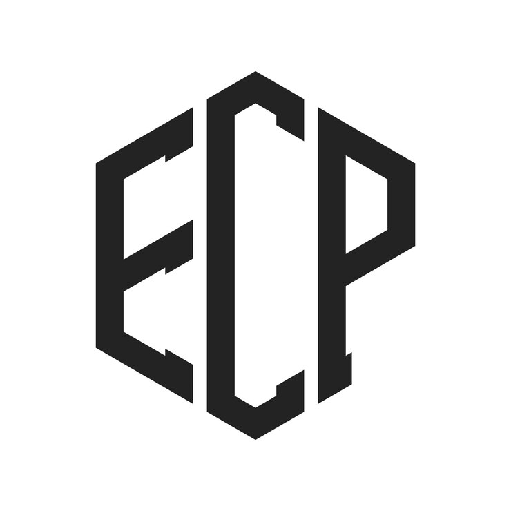 Vettore design del logo ecp lettera iniziale monogramma ecp logo in forma esagonale