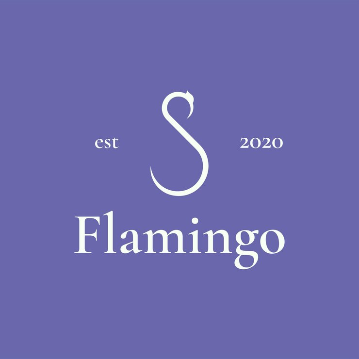 Vettore design del logo flamingo con uno stile artistico semplice e minimalista e moderno
