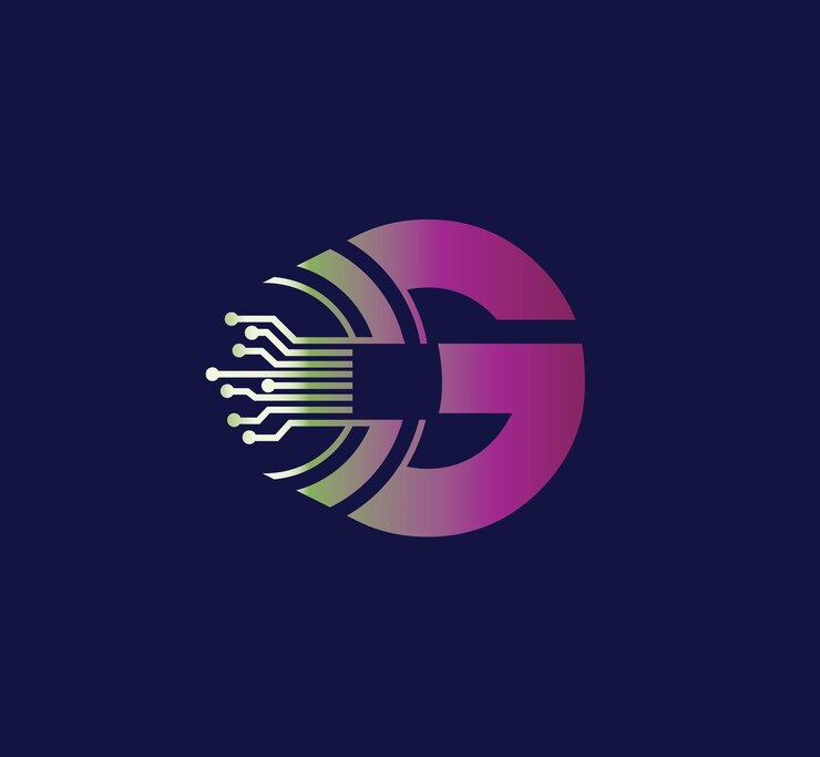 Vettore design del logo g letter technology con design moderno del servizio di comunicazione