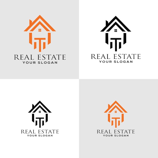 Design del logo immobiliare Design del logo dell'edificio Design del logo della casa Design del logo della casa