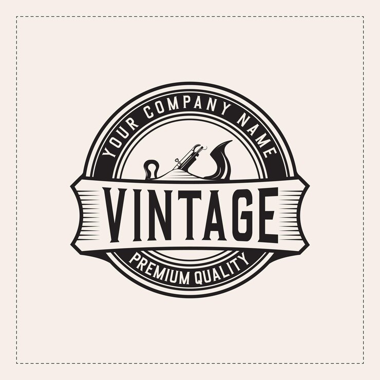 Design del logo in stile vintage retrò da falegname in legno