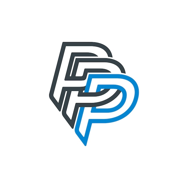 design del logo lettera ppp con contorno interconnesso