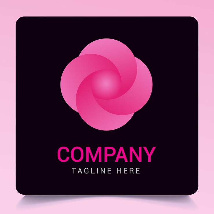 Design del logo Minimal Flower con colori rosa e sfumati.