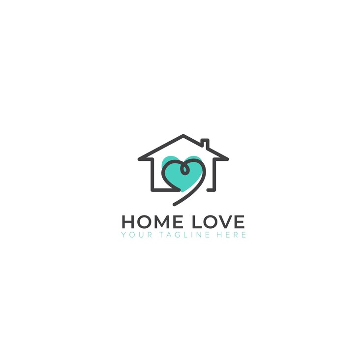 design del logo minimalista per la casa e l'amore