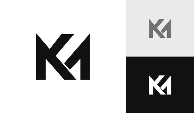 Design del logo monogramma iniziale della lettera KM