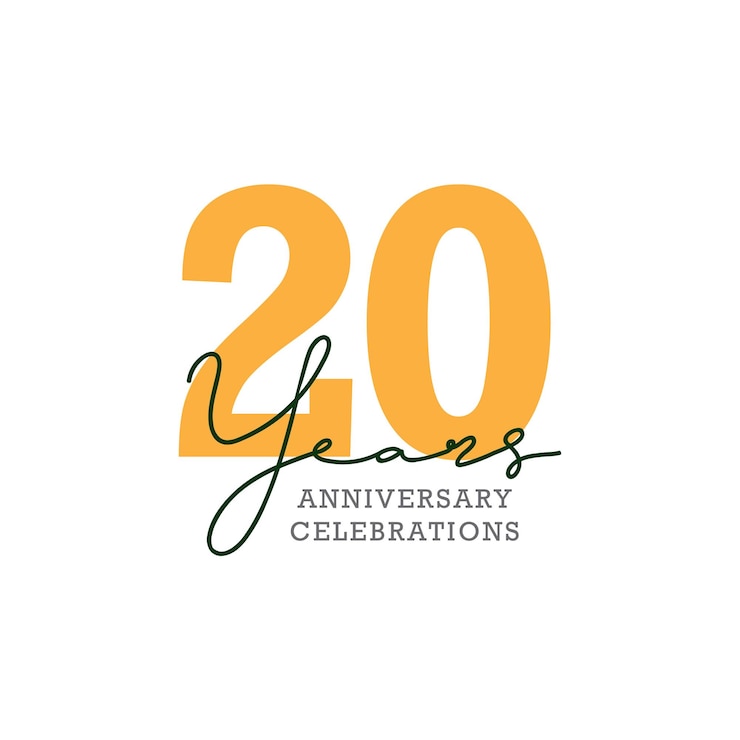 Vettore design del logo per la celebrazione del 20° anniversario. vettore eps10