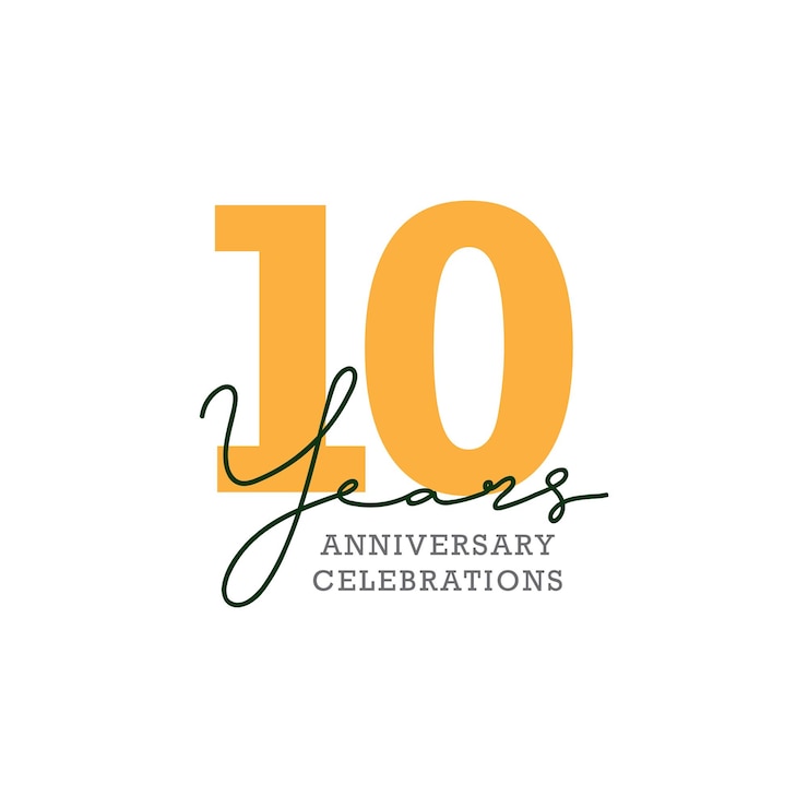 Vettore design del logo per la celebrazione del decimo anniversario. vettore eps10