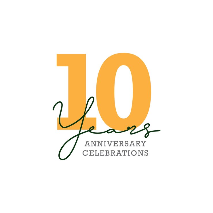 Vettore design del logo per la celebrazione del decimo anniversario. vettore eps10
