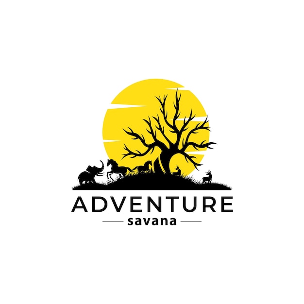 Design del logo per la conservazione degli animali Ispirazione per il design del logo Safari della fauna selvatica