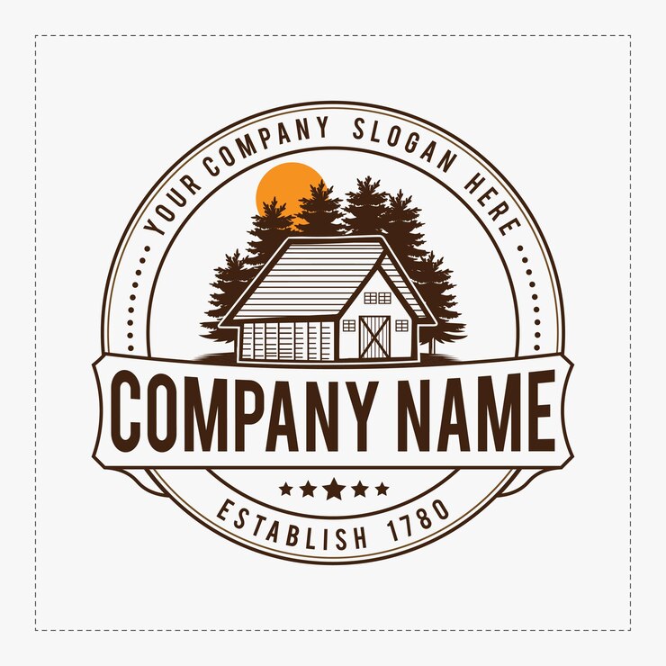 Design del logo retrò della fattoria con il modello di logo vintage distintivo dell'annata