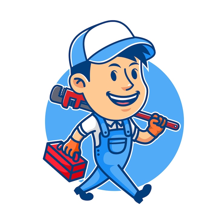 Vettore design del logo retrò della mascotte del servizio di pompaggio
