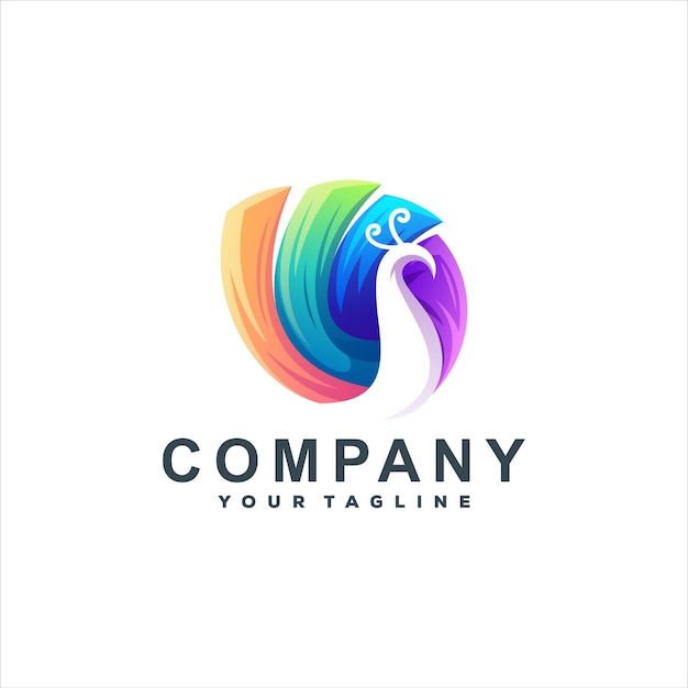 Design del logo sfumato di colore pavone