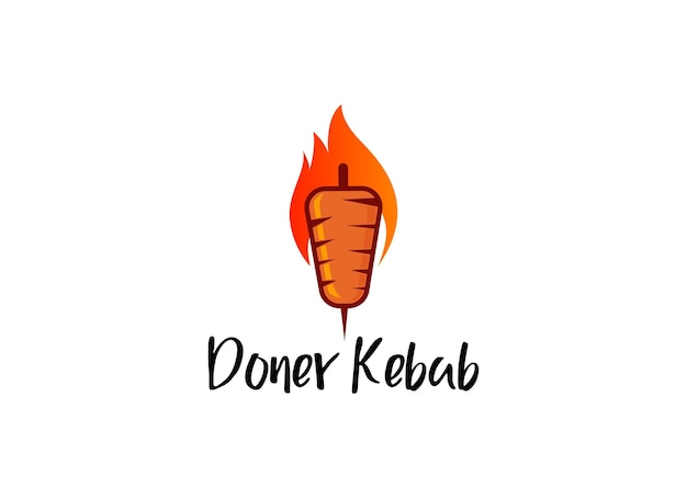 Design del logo Shish kebab Spiedino di carne con disegno vettoriale vegetale Logotipo di spiedini di carne alla griglia