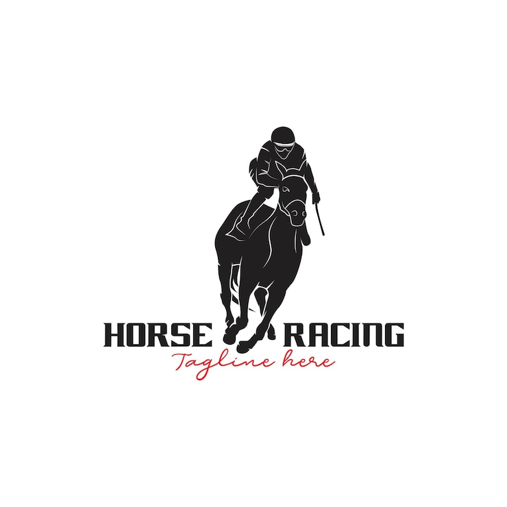 Vettore design del logo sportivo di corse di cavalli, illustrazione vettoriale