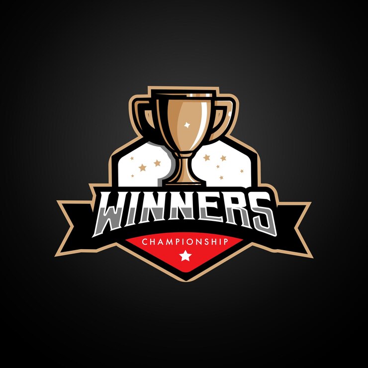 Design del logo Trophy esport Vincitori del campionato per sport e giochi