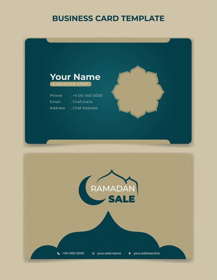 Vettore design del modello di carta d'identità ramadan nel design di colore verde e marrone