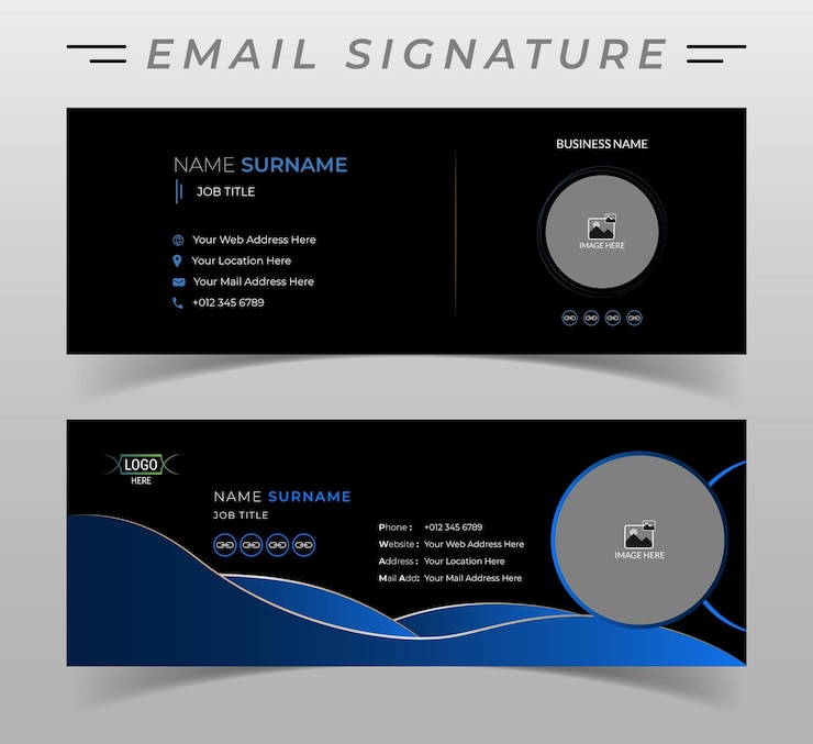 Vettore design del modello di firma e-mail per qualsiasi uso aziendale o personale