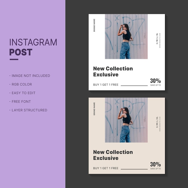 Design del modello di post di Instagram, design dei social media, modello di Instagram