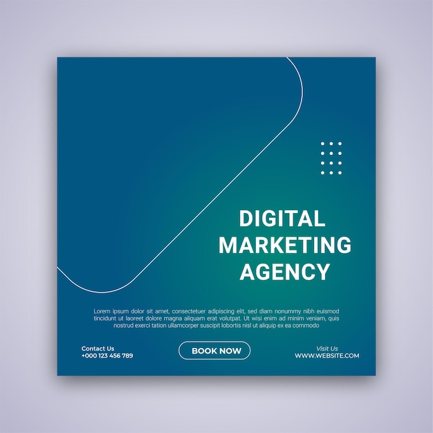 Design del modello di post sui social media dell'agenzia di marketing digitale. Banner dell'agenzia di social media marketing.