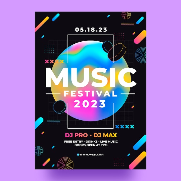 Design del modello di poster del festival musicale