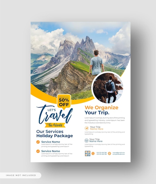 Design del modello di poster o volantino di promozione aziendale di viaggio