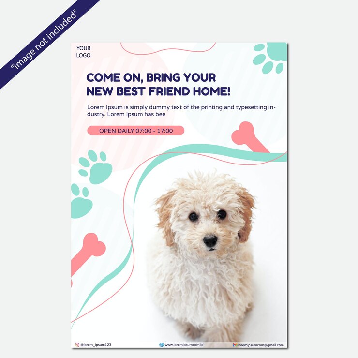 design del modello di poster per volantino per il giorno dell'adozione di animali domestici