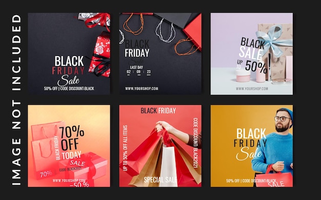 Design del modello di raccolta di nuovi post di instagram realistico del black friday