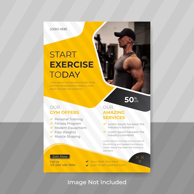 Design del modello di volantino palestra fitness e poster di palestra
