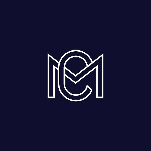 Design del monogramma della linea del logo delle lettere CM