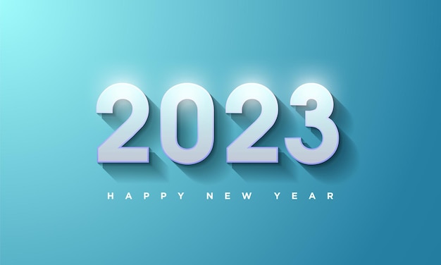 design del nuovo anno 2023 su sfondo blu pulito