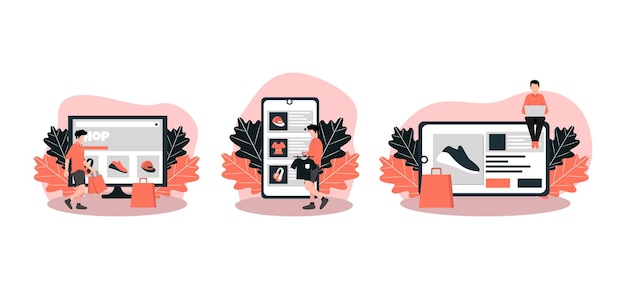 Design del pacchetto piatto di e-commerce
