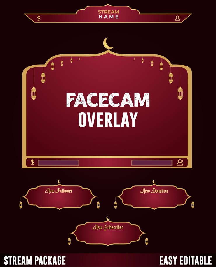 Design del pacchetto streaming live rosso Ramadan