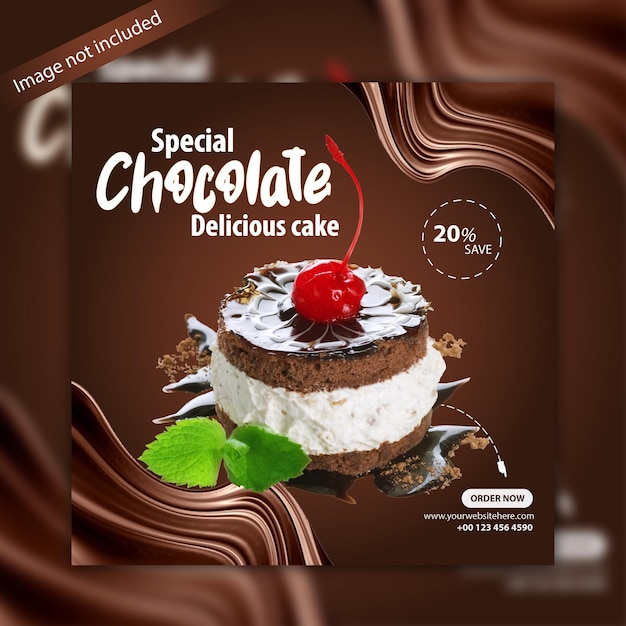 Design del post banner social media torta al cioccolato
