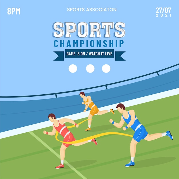 Design del poster del campionato sportivo con il nastro incrociato di atletica senza volto