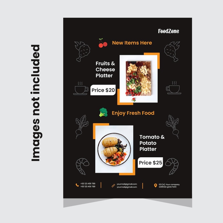 Vettore design del volantino del menu del cibo del ristorante