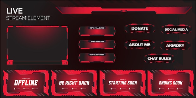 design dell'elemento live stream sfumato rosso e nero