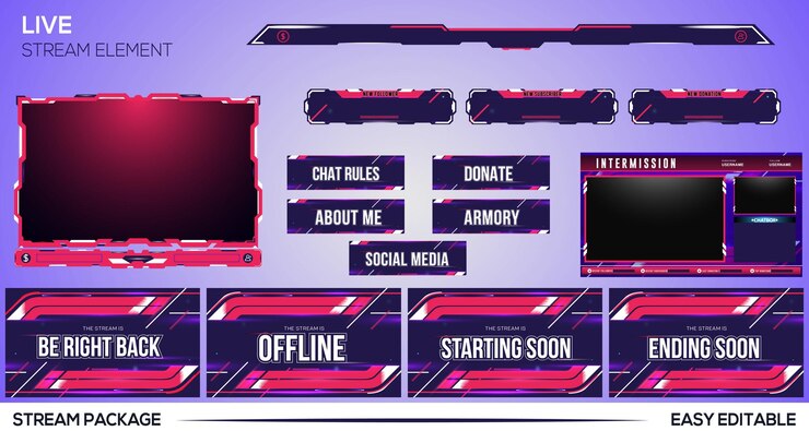 Design dell'elemento live streaming rosso e bianco