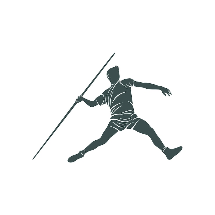 Vettore design dell'illustrazione vettoriale del lanciatore di giavellotto modello di design del logo del lanciatore di giavellotto
