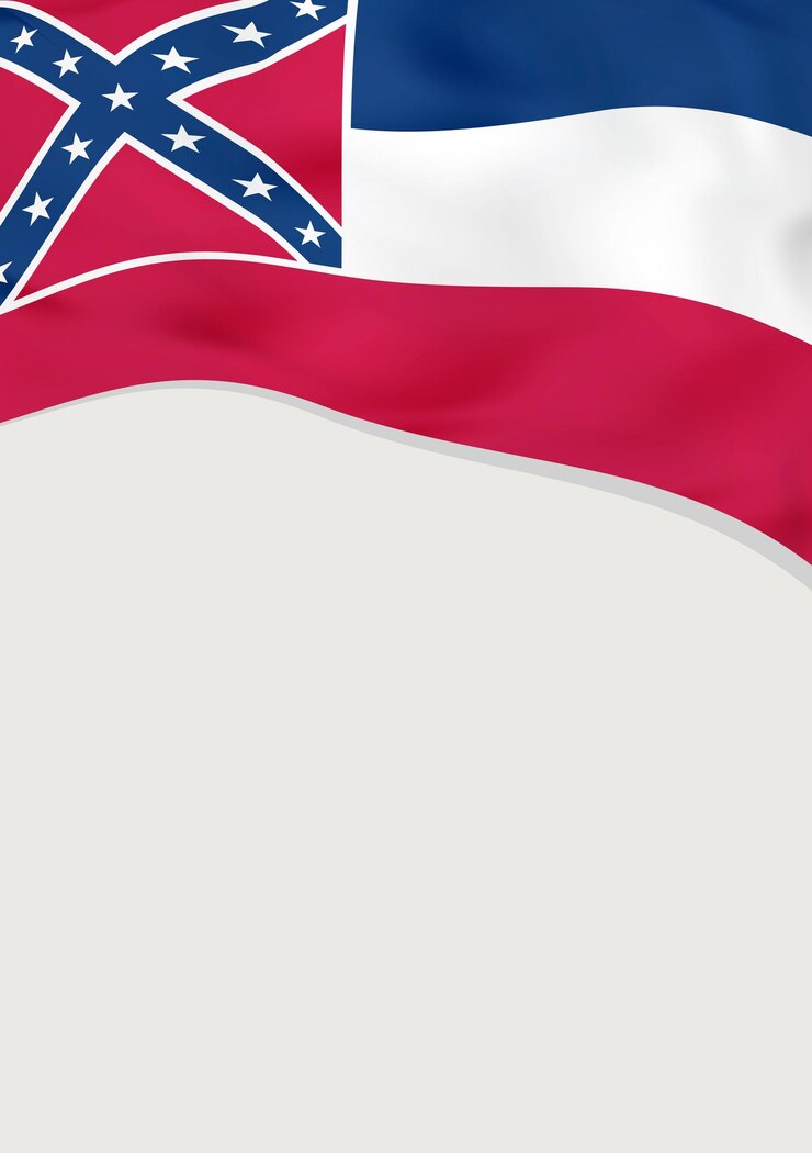 Vettore design dell'opuscolo con la bandiera del modello di vettore degli stati uniti del mississippi
