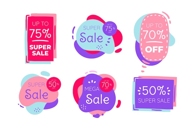 Design della collezione di badge con numeri scontati