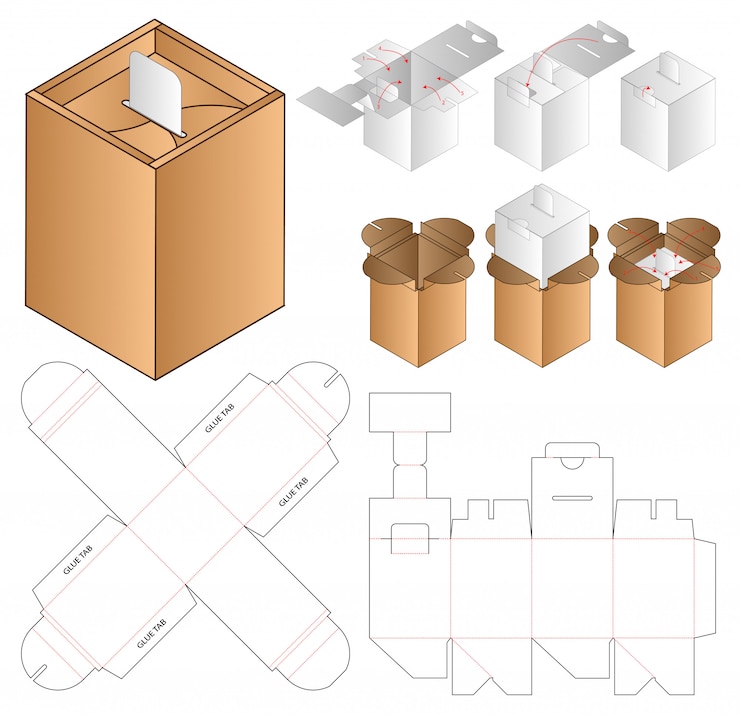 Vettore design della confezione fustellato