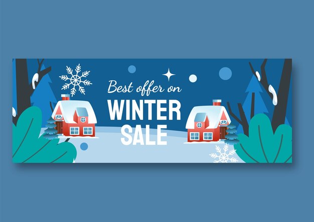 Design della copertina dei social media di vendita di moda invernale o modello di banner web