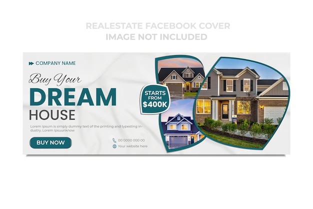 Design della copertina Facebook immobiliare con un modello minimalista semplice e moderno