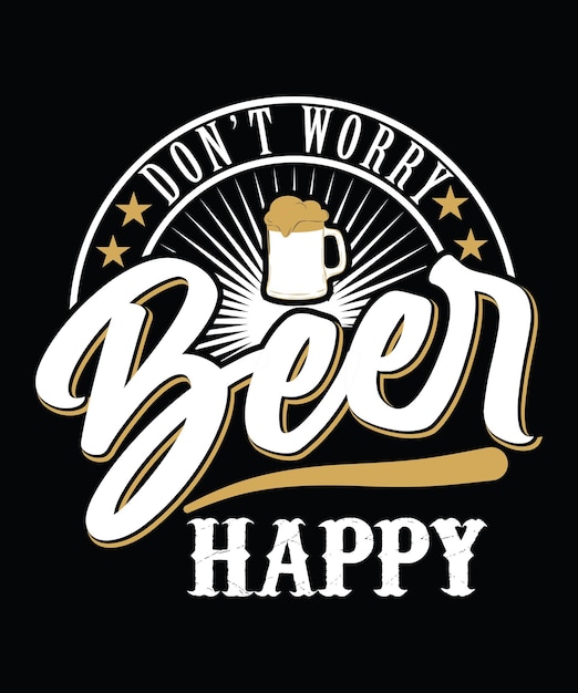 Design della maglietta con birra felice