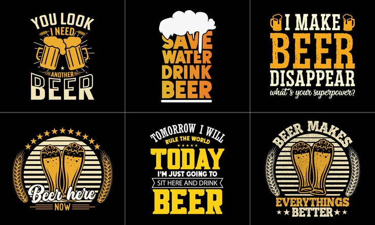 Design della maglietta con citazione della giornata internazionale della birra